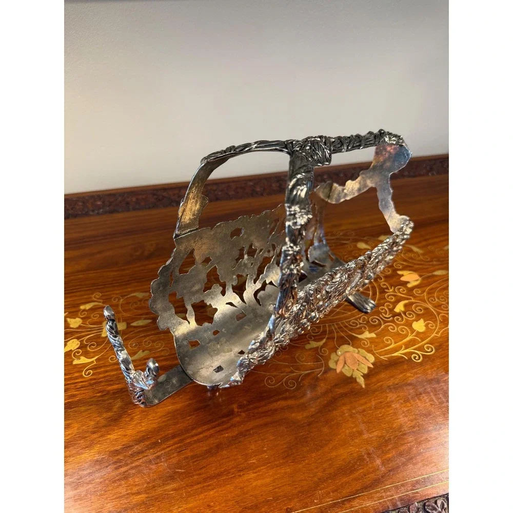 Vintage‎ Silverplate Wine Bottle Holder with Grapevine Design